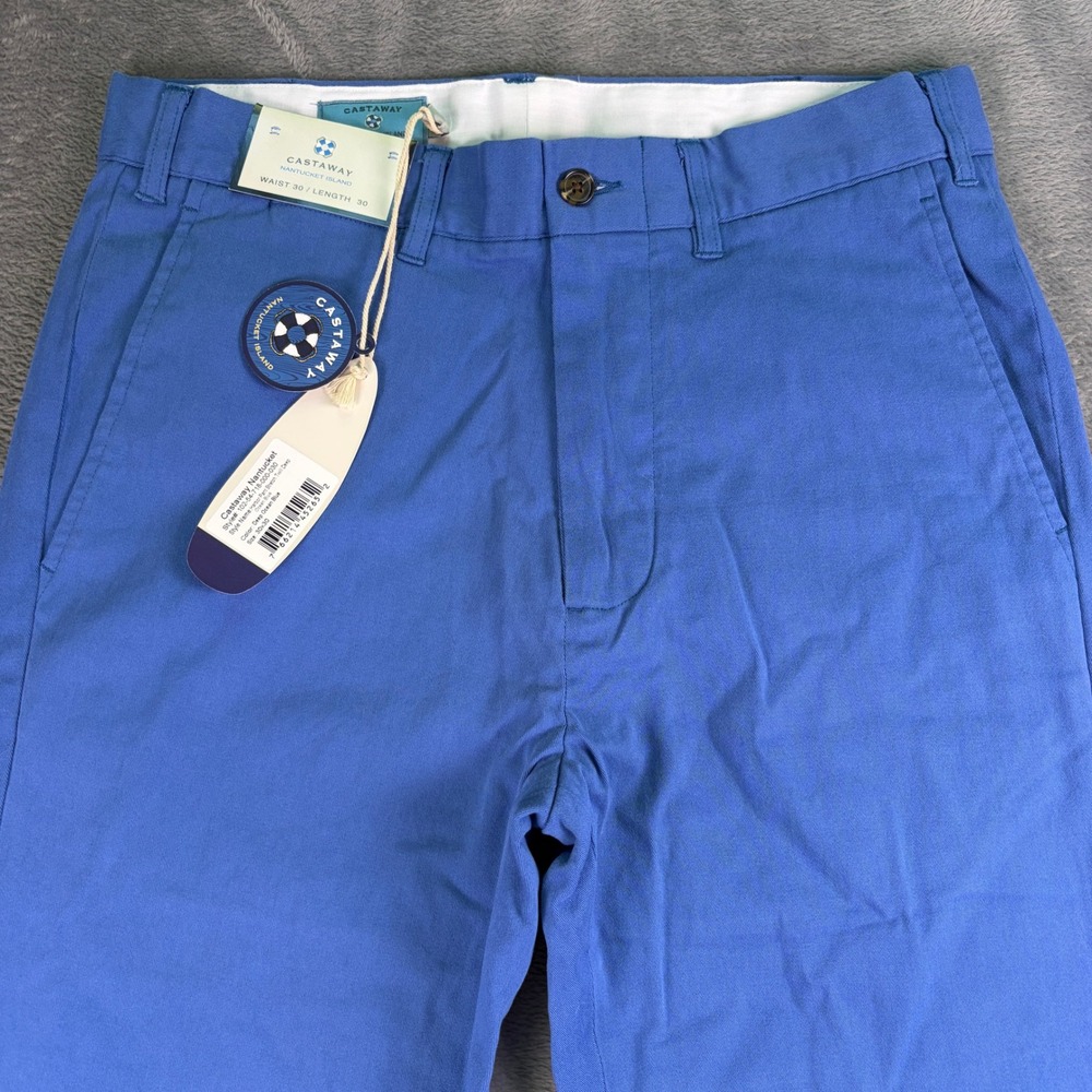 Castaway Nantucket Island Harbor Pants Men's 30x30 Blue Stretch Twill Chino NWT - Picture 2 of 12